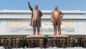 Kim Il Sung and Kim Jong Il monuments, Pyongyang.
