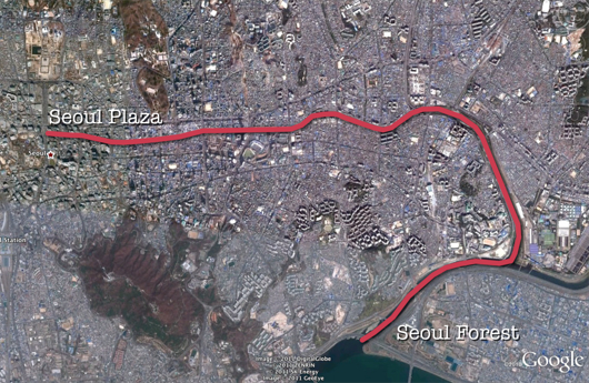 Cheonggyecheon route map (by Steve Miller)