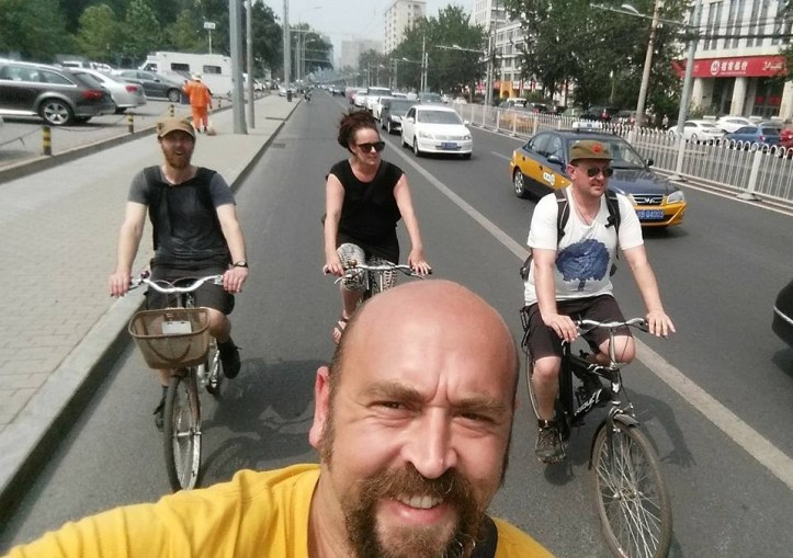 Riding through Beijing.